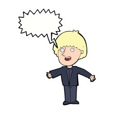 cartoon happy man with speech bubble N380