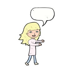 cartoon happy girl with speech bubble N75