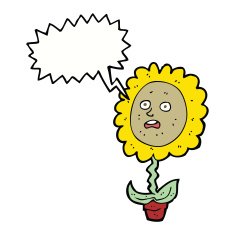 cartoon flower with face speech bubble N21