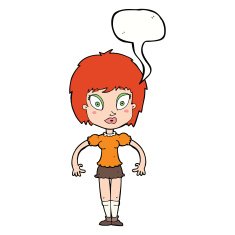 cartoon pretty girl with speech bubble N86