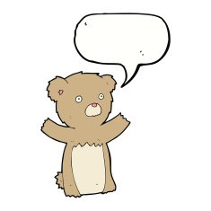 cartoon teddy bear with speech bubble N24
