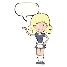 cartoon maid with speech bubble N34