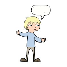 cartoon annoyed boy with speech bubble N33