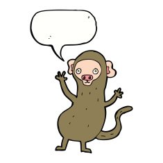 cartoon monkey with speech bubble N26