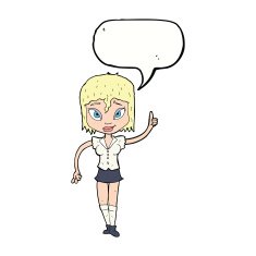cartoon woman making point with speech bubble N17