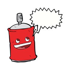 cartoon spray can with speech bubble N10