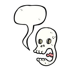 funny cartoon skull with speech bubble N16