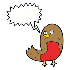 cartoon robin with speech bubble N21