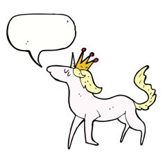 cartoon unicorn with speech bubble N35