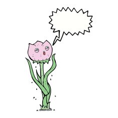 cartoon flower with speech bubble N35