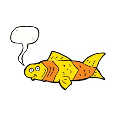 cartoon funny fish with speech bubble N13