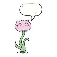 cartoon flower with speech bubble N36
