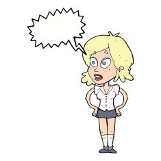 cartoon woman with hands on hips speech bubble N181