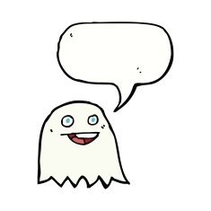 cartoon ghost with speech bubble N20