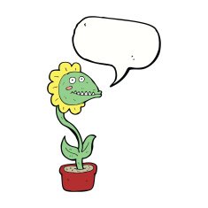 cartoon monster plant with speech bubble N9
