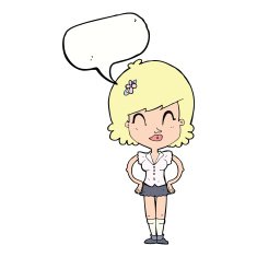 cartoon happy woman with speech bubble N216