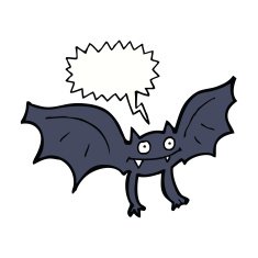 cartoon vampire bat with speech bubble N9