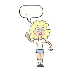 cartoon woman making point with speech bubble N18