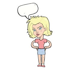 cartoon woman with hands on hips speech bubble N182