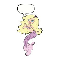 cartoon pretty mermaid with speech bubble N31