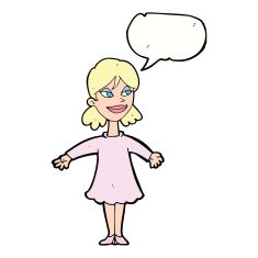 cartoon woman with open arms speech bubble N85