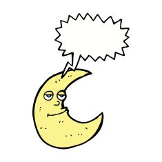 happy cartoon moon with speech bubble N5
