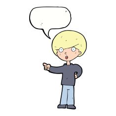 cartoon pointing boy with speech bubble N26