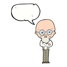 cartoon annoyed old man with speech bubble N57