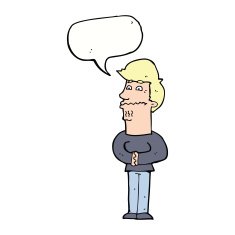 cartoon nervous man with speech bubble N115