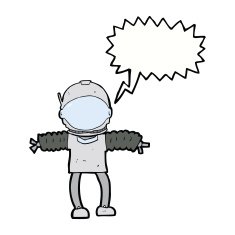 cartoon astronaut with speech bubble N102