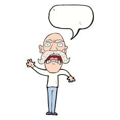 cartoon angry old man with speech bubble N119