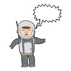 cartoon astronaut with speech bubble N104