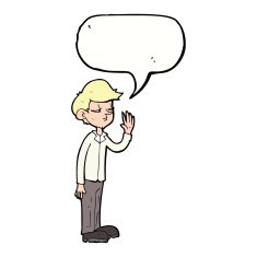 cartoon arrogant boy with speech bubble N9