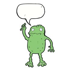 cartoon frog with speech bubble