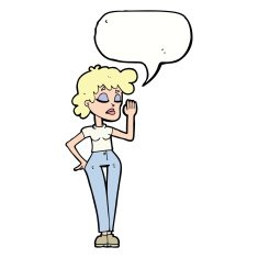 cartoon woman ignoring with speech bubble N17