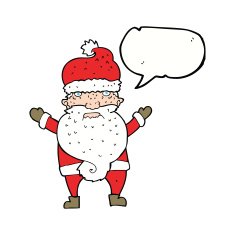 cartoon grumpy santa with speech bubble N9