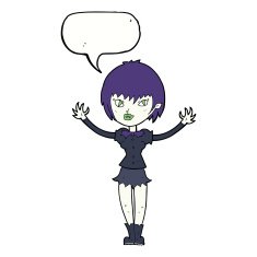 cartoon vampire girl with speech bubble N193