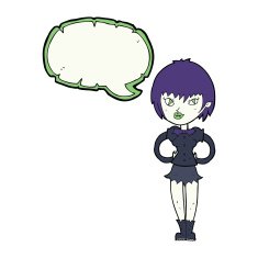 cartoon pretty vampire girl with speech bubble N26