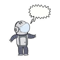 cartoon astronaut with speech bubble N105