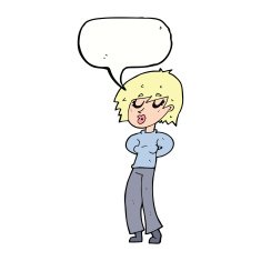 cartoon woman whistling with speech bubble N9