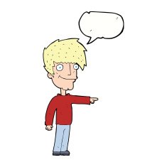 cartoon happy man pointing with speech bubble N53