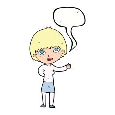 cartoon woman explaining with speech bubble N40