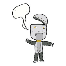 cartoon robot with speech bubble N158