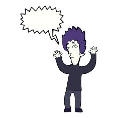 cartoon vampire giving up with speech bubble N9