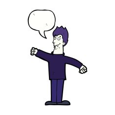 cartoon happy vampire with speech bubble N36