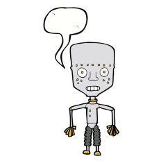 funny cartoon robot with speech bubble N45