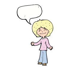 cartoon happy woman with speech bubble N218