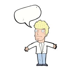 cartoon confused man with speech bubble N33