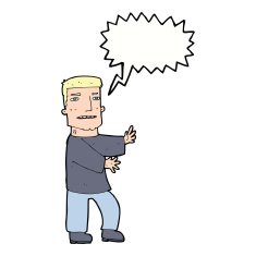 cartoon man gesturing with speech bubble N26