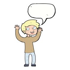 cartoon happy man with speech bubble N388